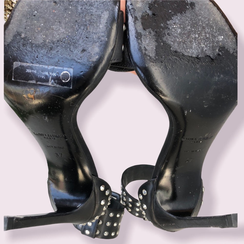 Saint Laurent black leather studded heels - Picture 5 of 5